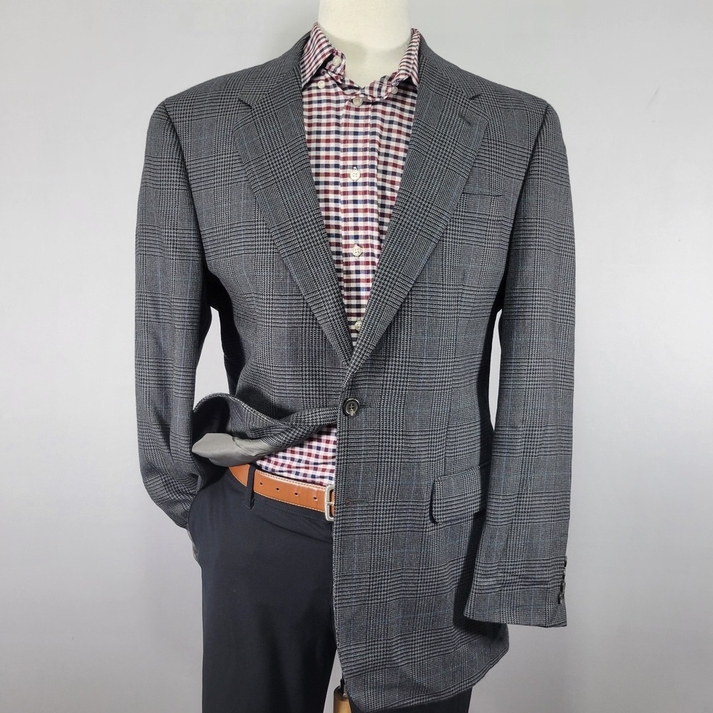 Lauren Ralph Lauren Men's Sport Coat Blazer Two Button Gray Plaid Wool Size 42L